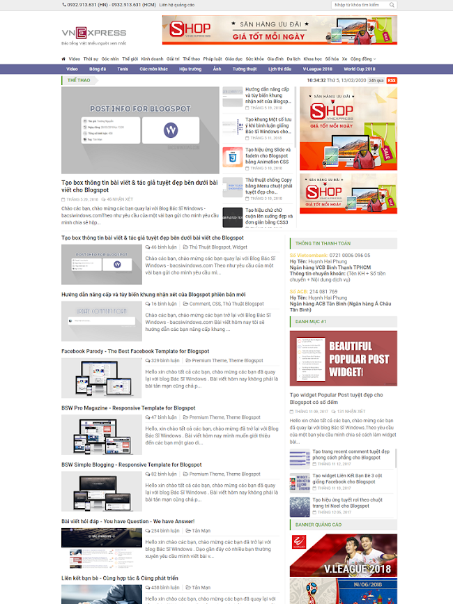 Theme blogspot VnExpress magazine 3.0 chuẩn seo